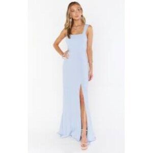NWOT Show Me Your Mumu Small Light Blue Maxi Square Neckline Front Slit Flowy